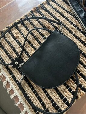 Zac Posen Black Mini Crossbody with Floral Charm